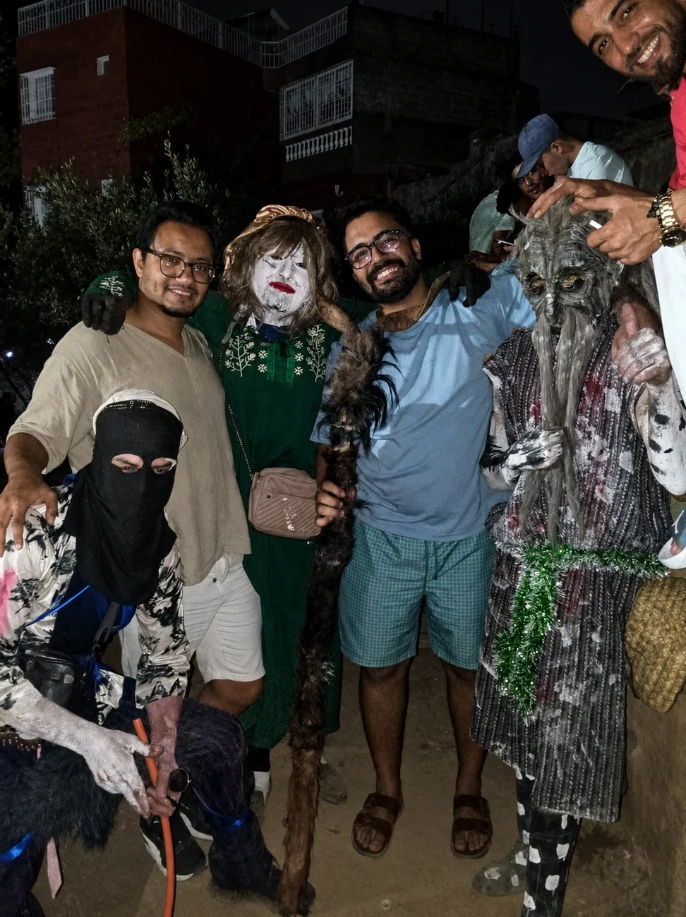 Boujloud festival masked dancers in Ourika