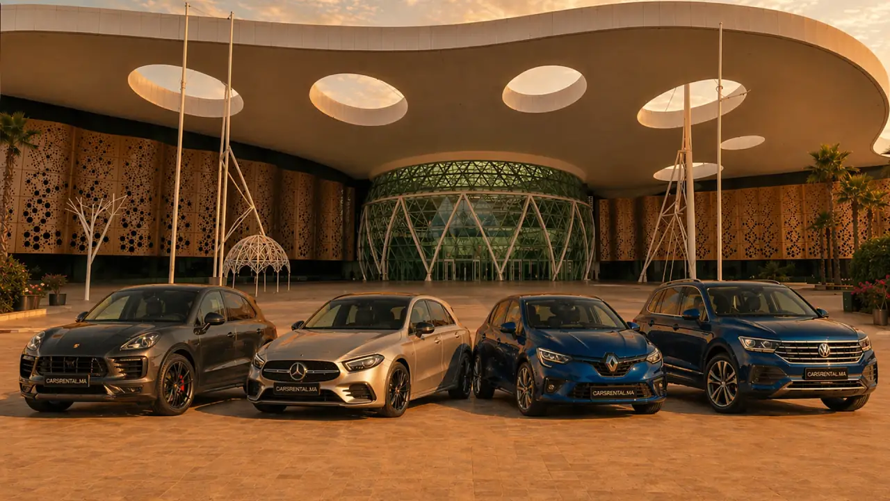 Marrakech Menara Airport — CarsRental Morocco fleet ready for delivery