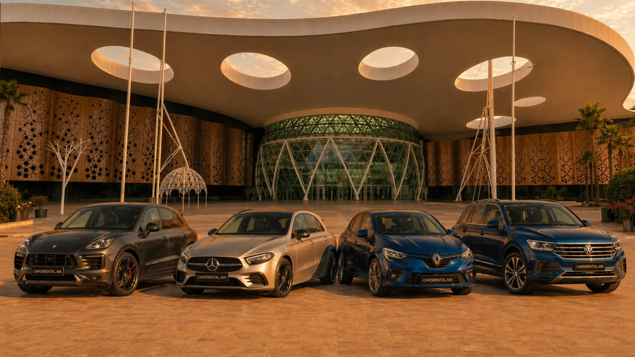 Marrakech Menara Airport — CarsRental Morocco fleet ready for delivery