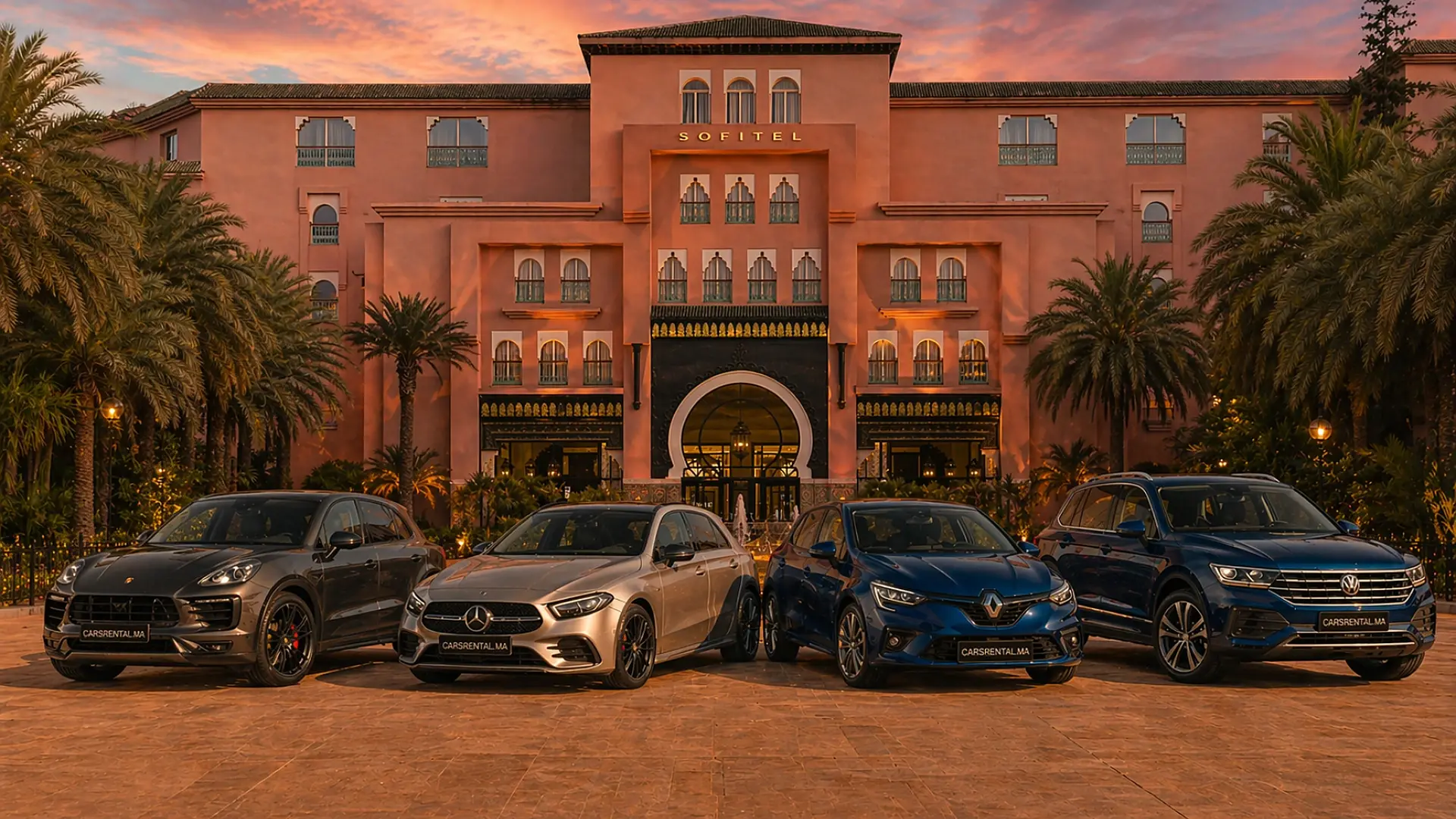 Sofitel Marrakech at sunset — CarsRental delivery to your hotel