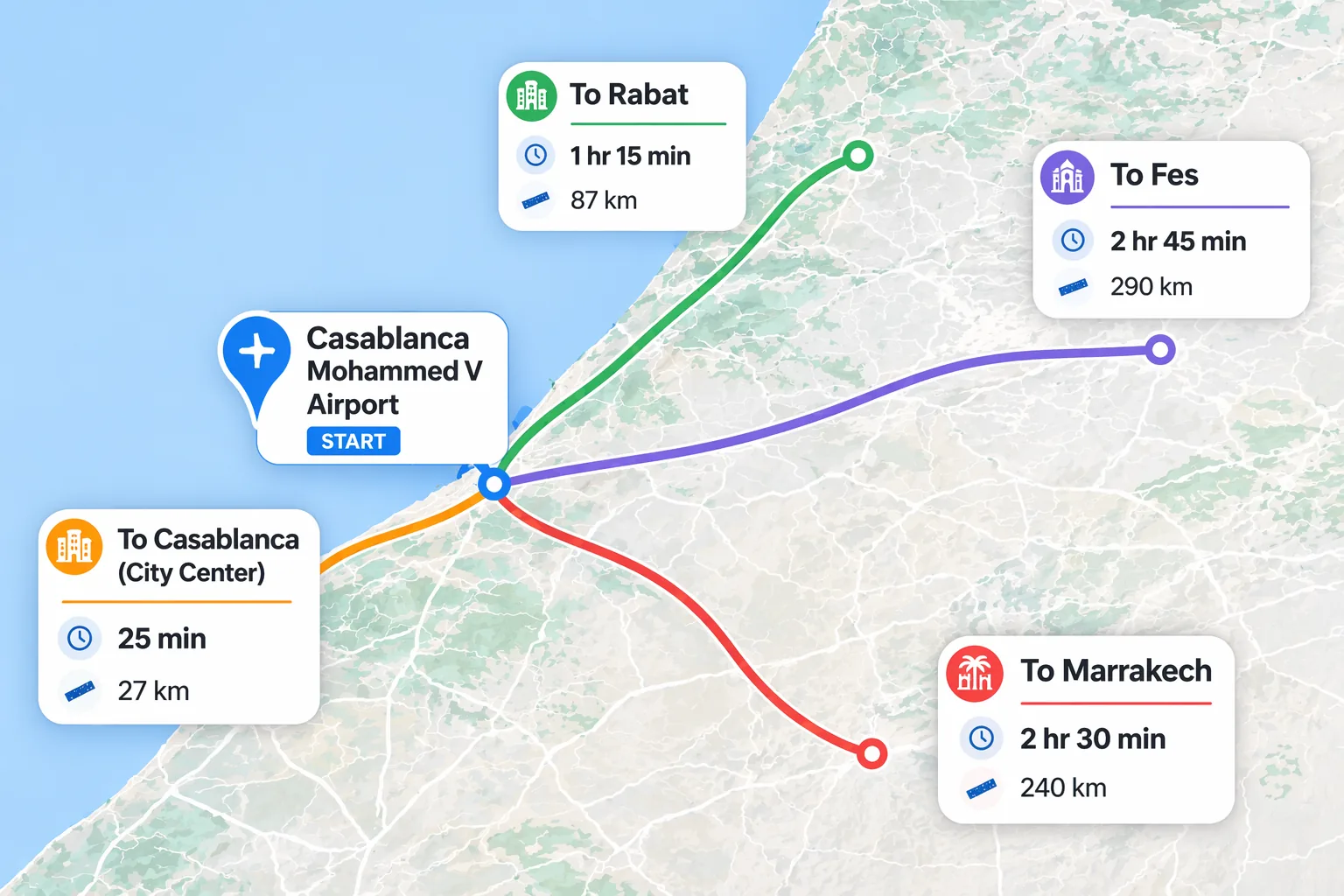 Routes from Casablanca Airport