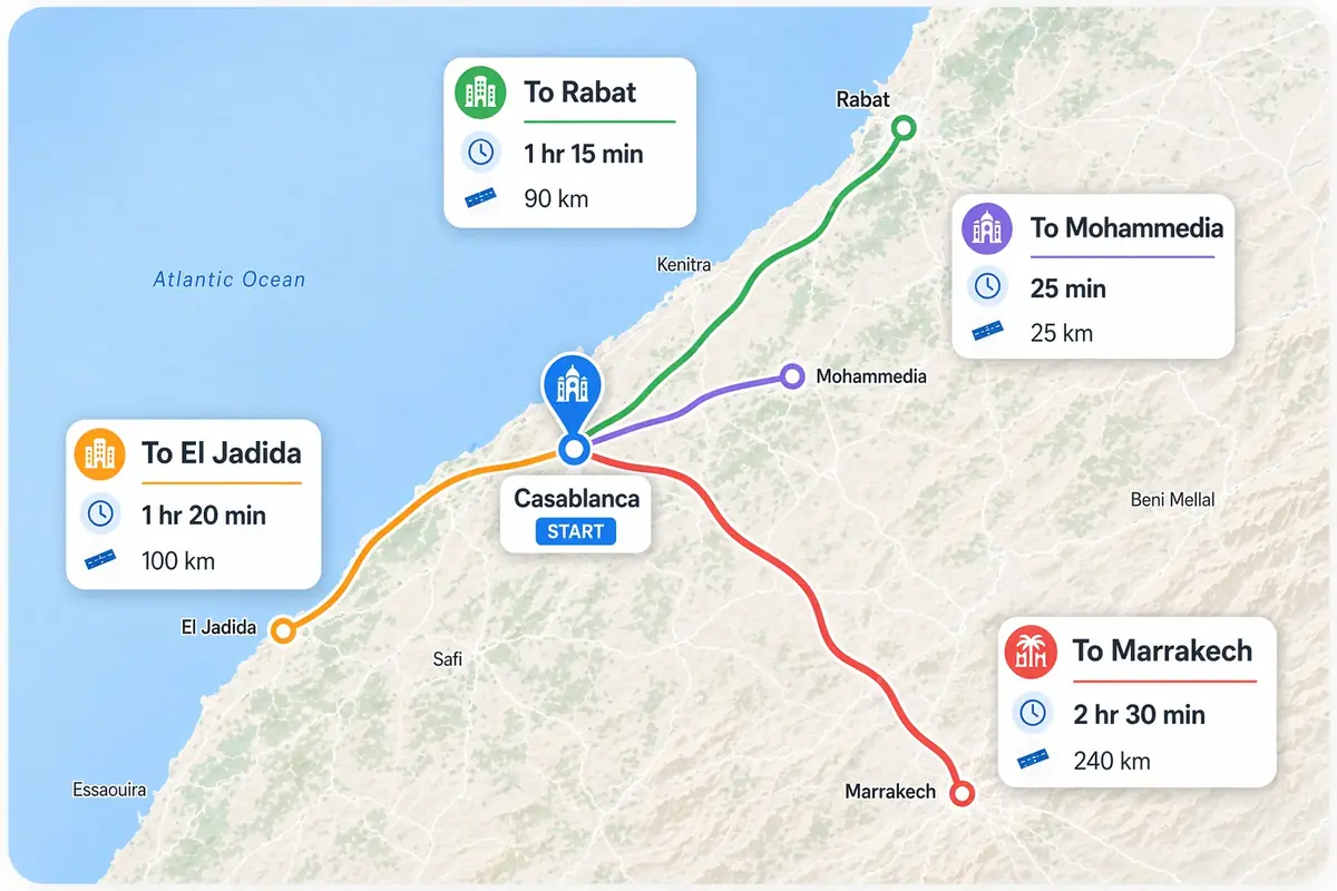 Popular routes from Casablanca