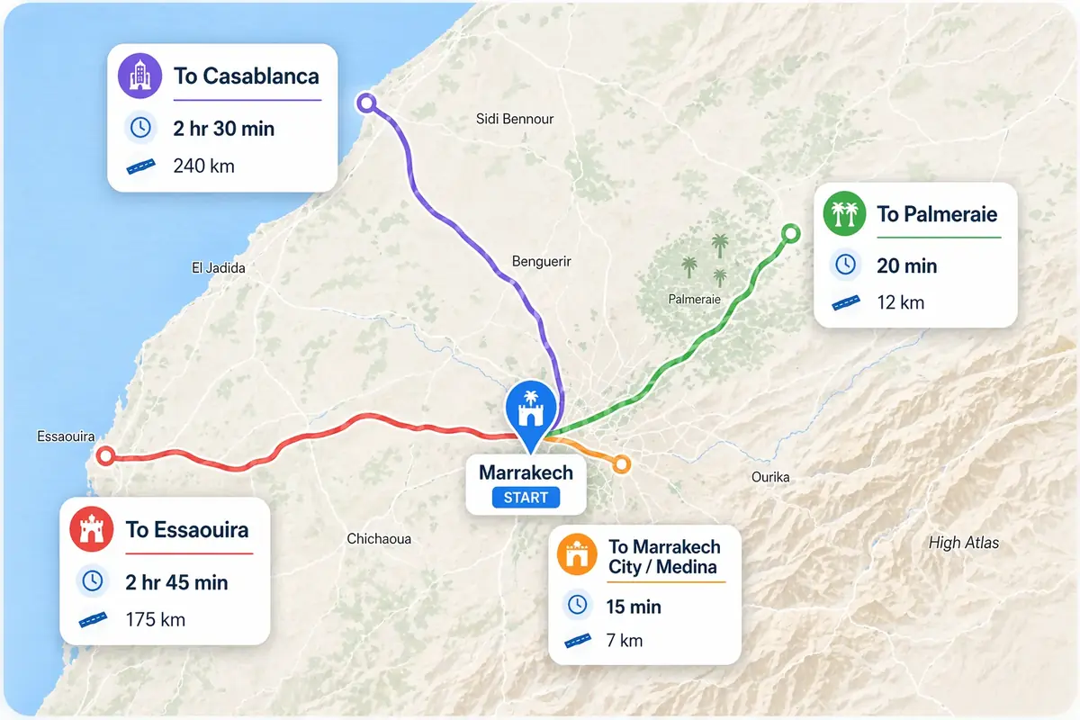 Popular routes from Marrakech