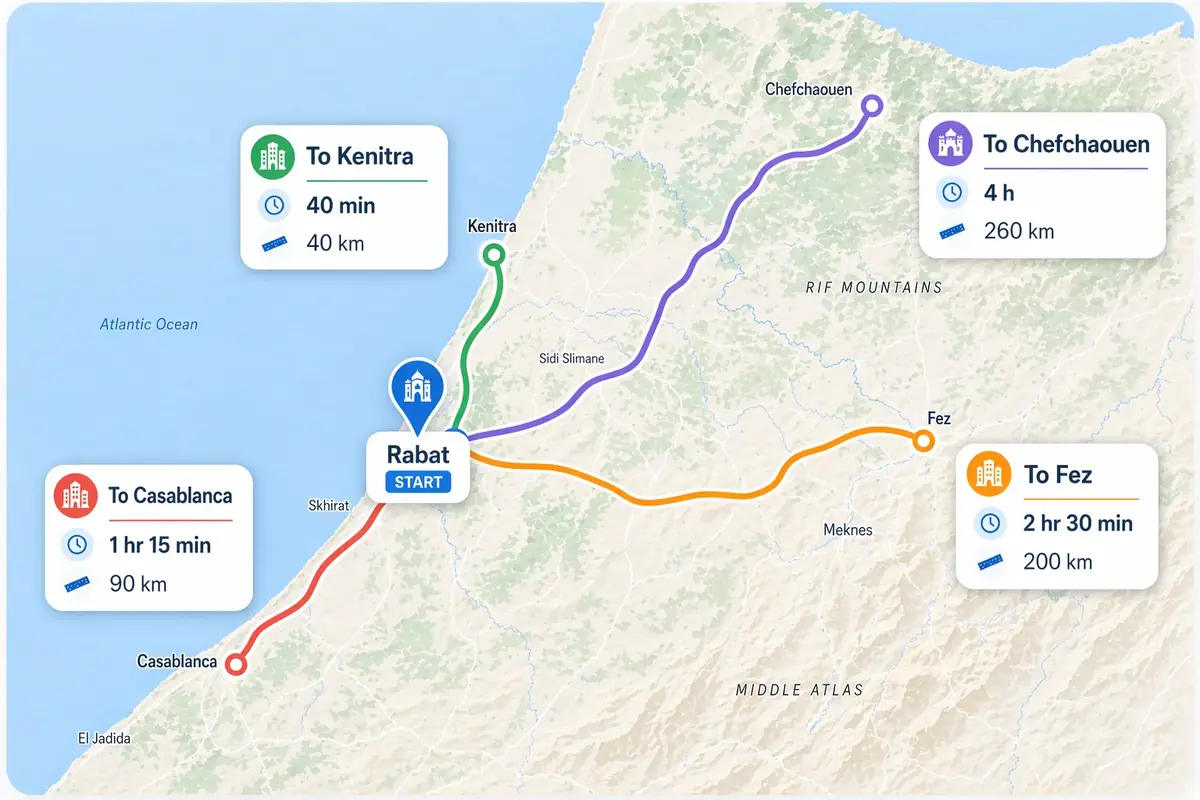 Popular routes from Rabat